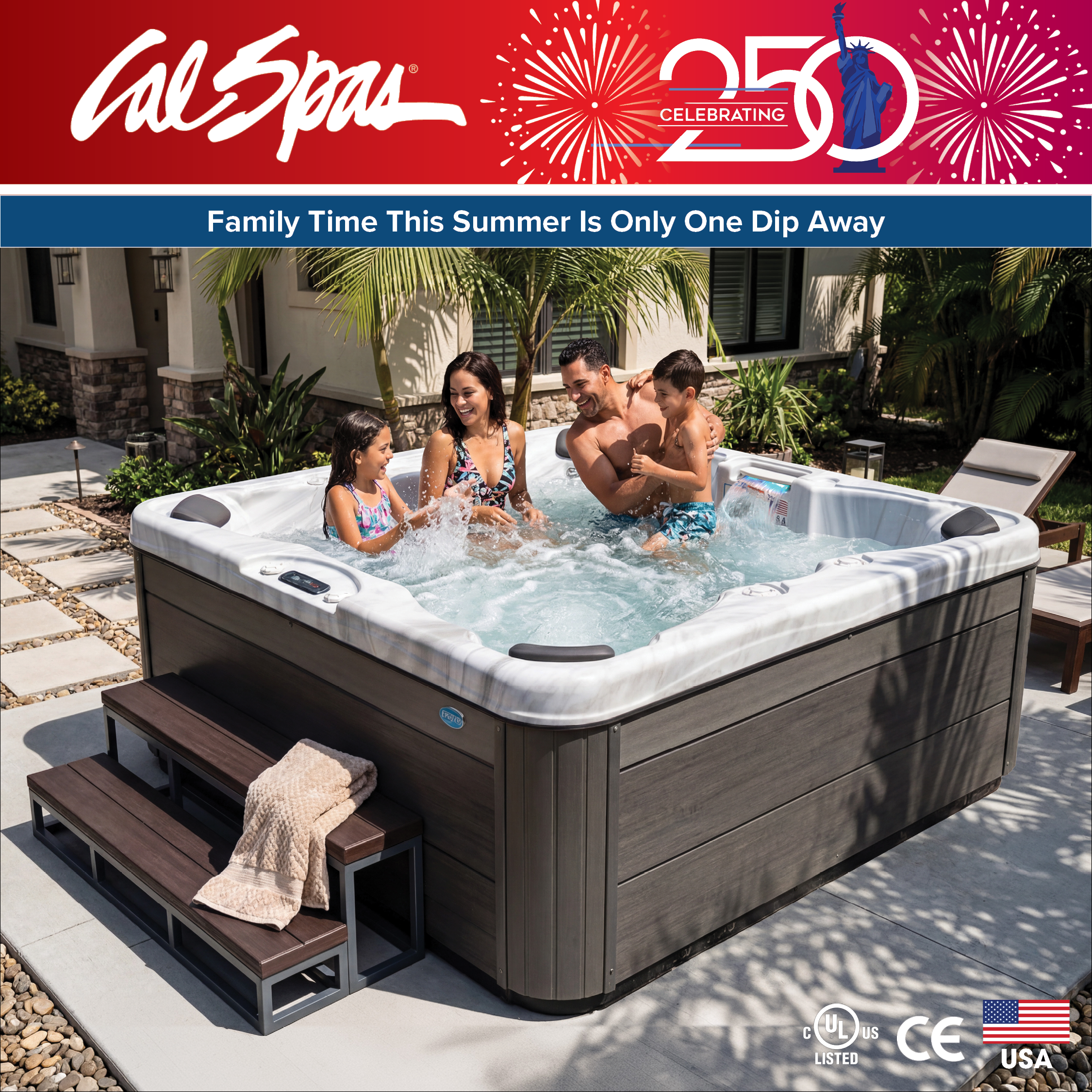 Calspas hot tub being used in a family setting - Lacrosse